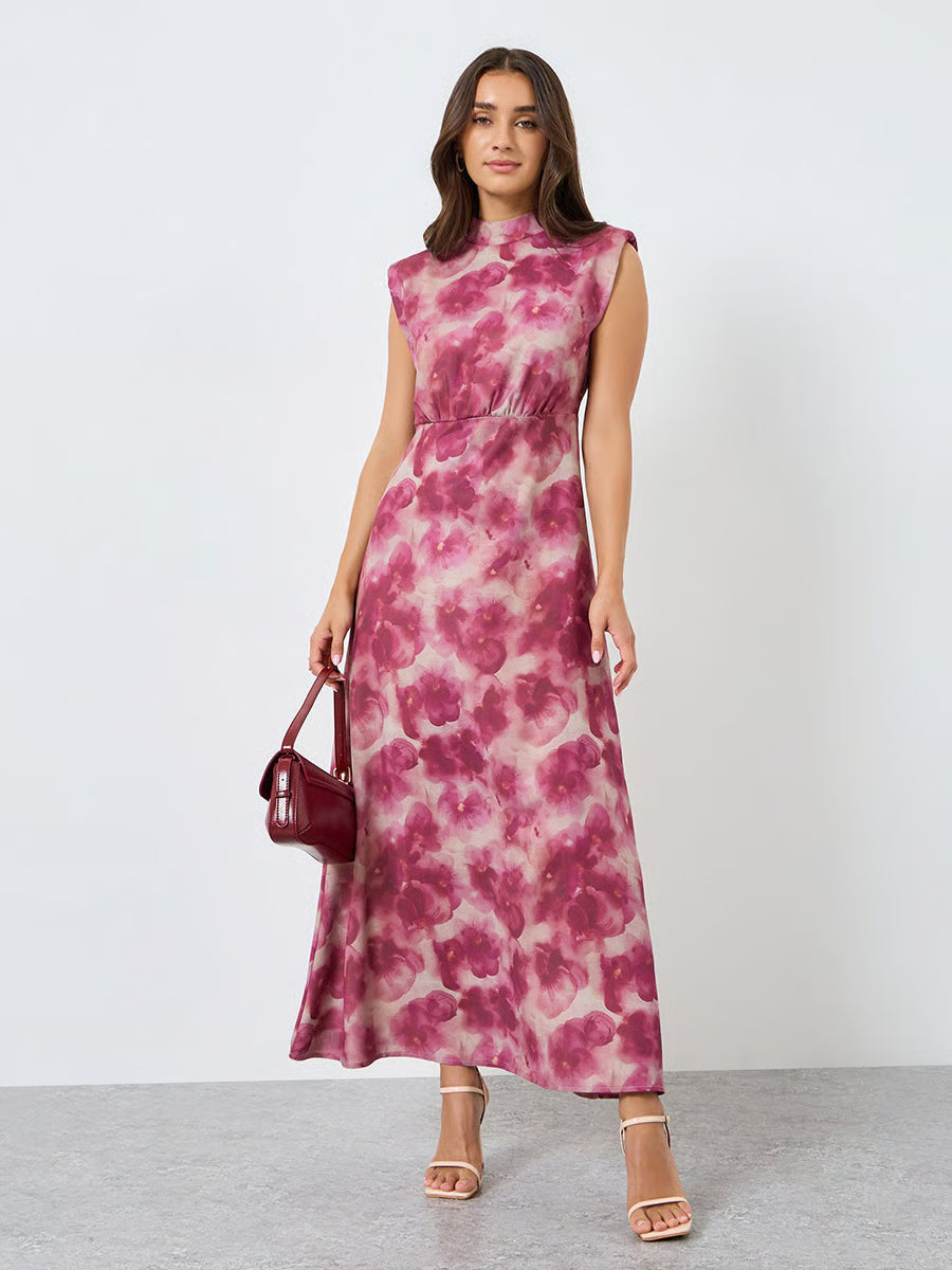 Women Floral Print Sleeveless Maxi Dress