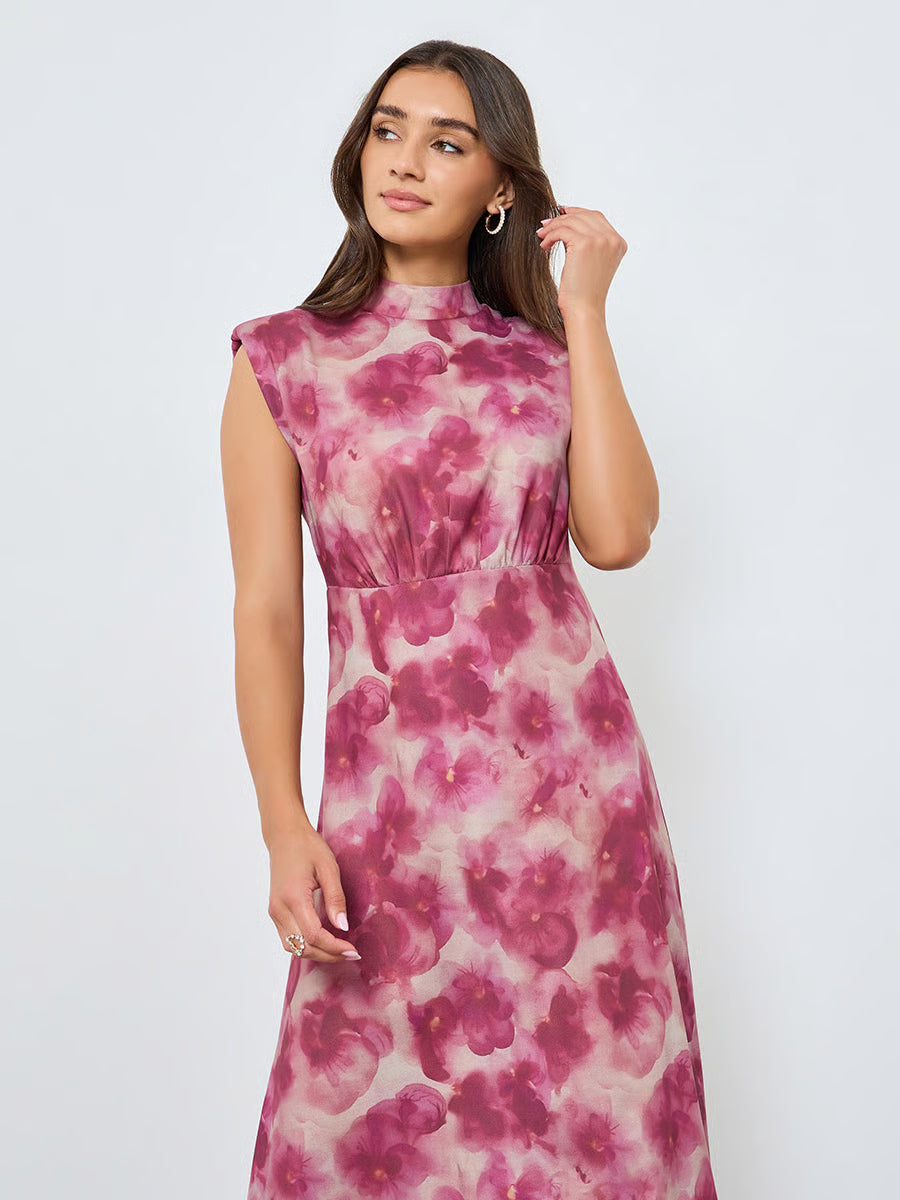 Women Floral Print Sleeveless Maxi Dress