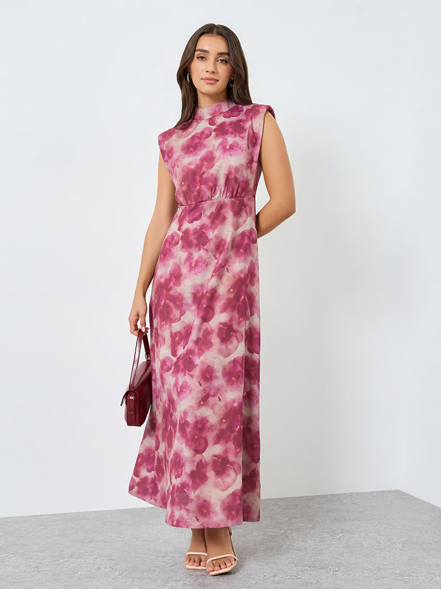 Women Floral Print Sleeveless Maxi Dress