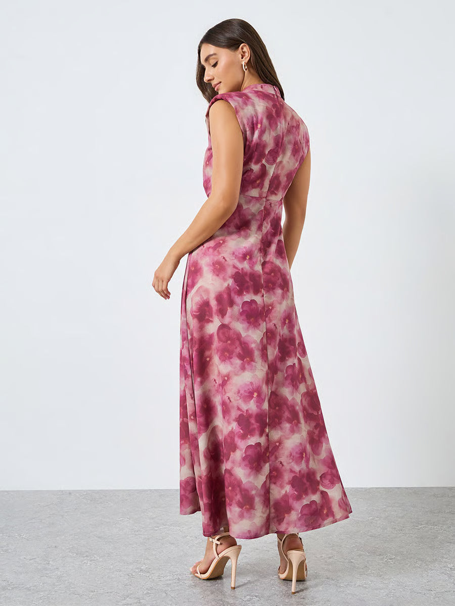 Women Floral Print Sleeveless Maxi Dress