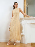 Cream Sleeveless Lace Maxi Dress