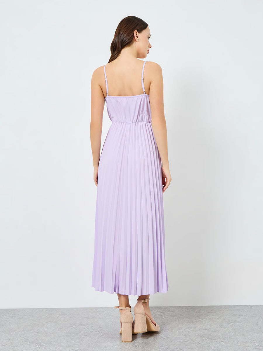 Women Lilac Big Flower Detail Sleeveless Maxi Dress