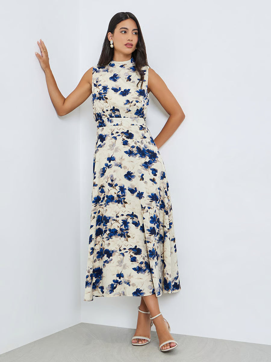 Floral Sleeveless A-Line Maxi Dress