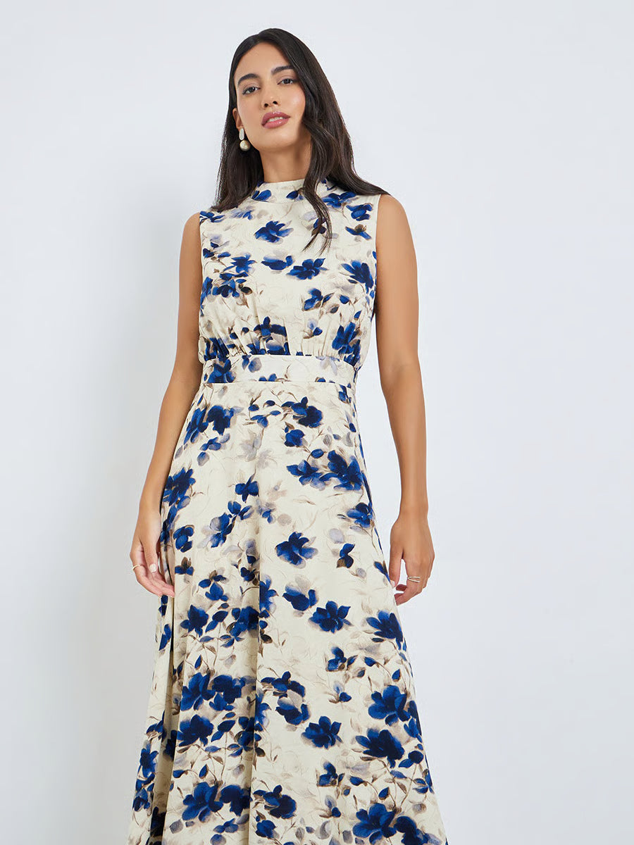 Floral Sleeveless A-Line Maxi Dress