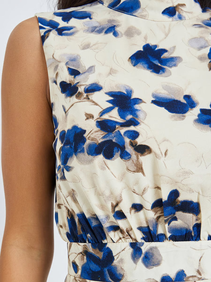 Floral Sleeveless A-Line Maxi Dress