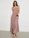 Dusty Rose Eyelet Lace Tie-Strap Maxi Dress