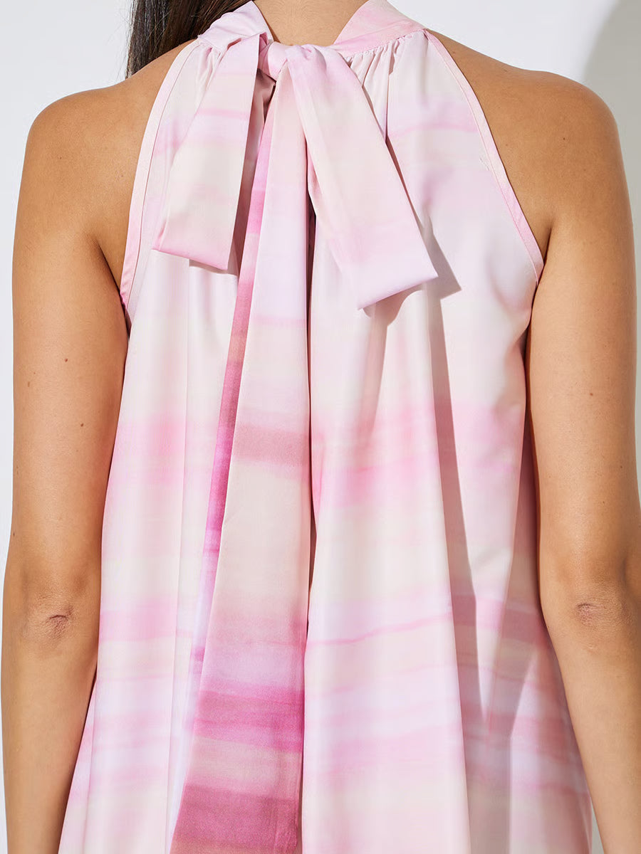 Pink Back Tie Shift Maxi Dress