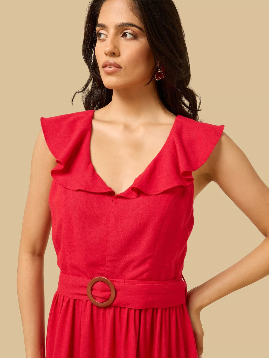 Tiered V Neck Sleeveless Maxi Dress