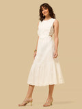 Embroidered Sleeveless Midi Dress