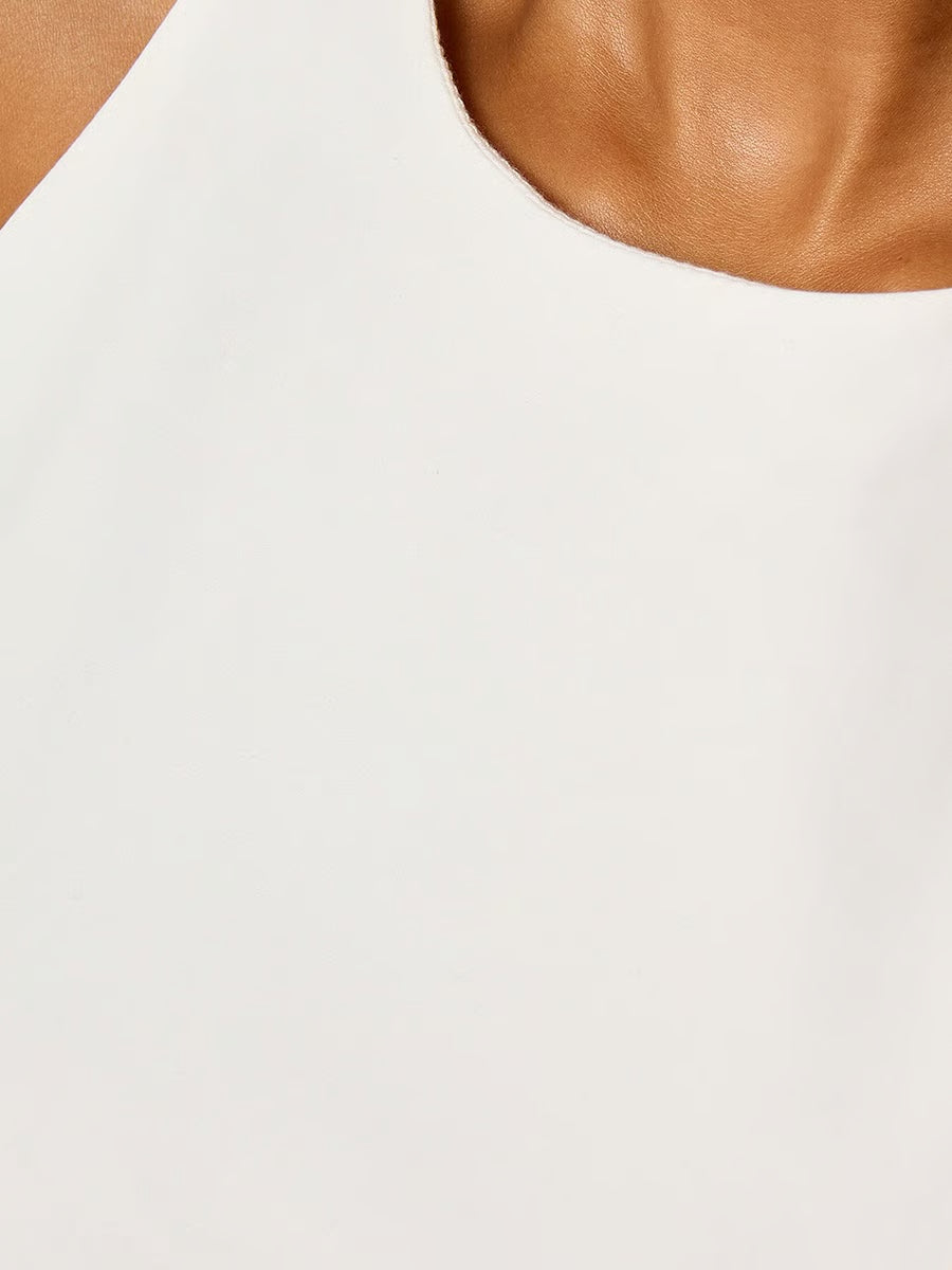 Lace Trim Asymmetric Sleeveless Poplin Dress