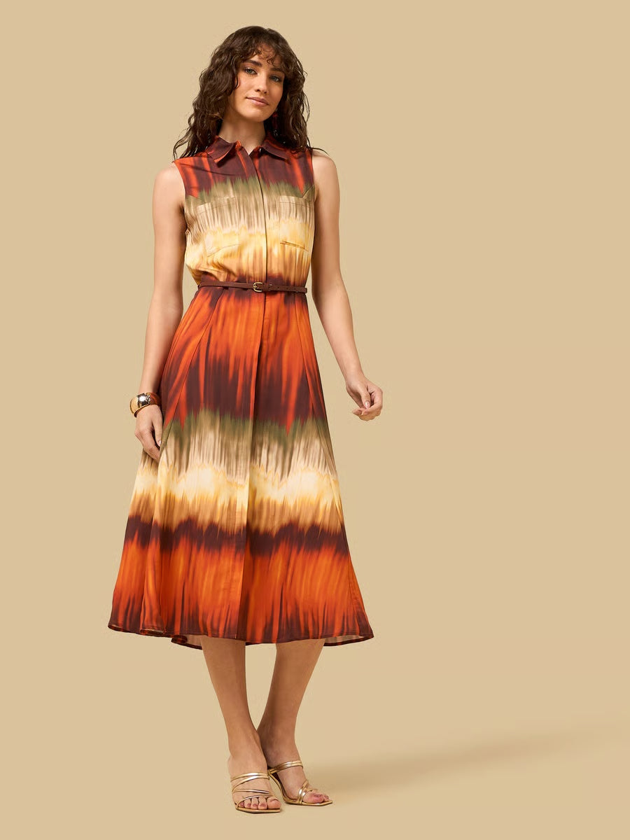 Embroidered Sleeveless Midi Dress