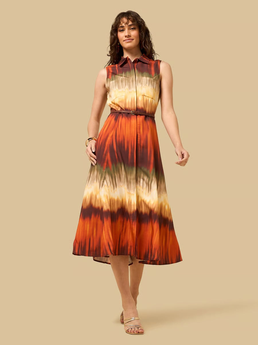 Embroidered Sleeveless Midi Dress
