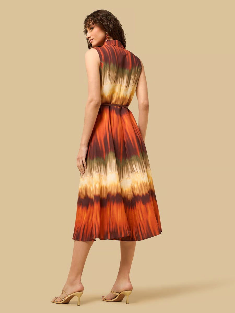 Embroidered Sleeveless Midi Dress