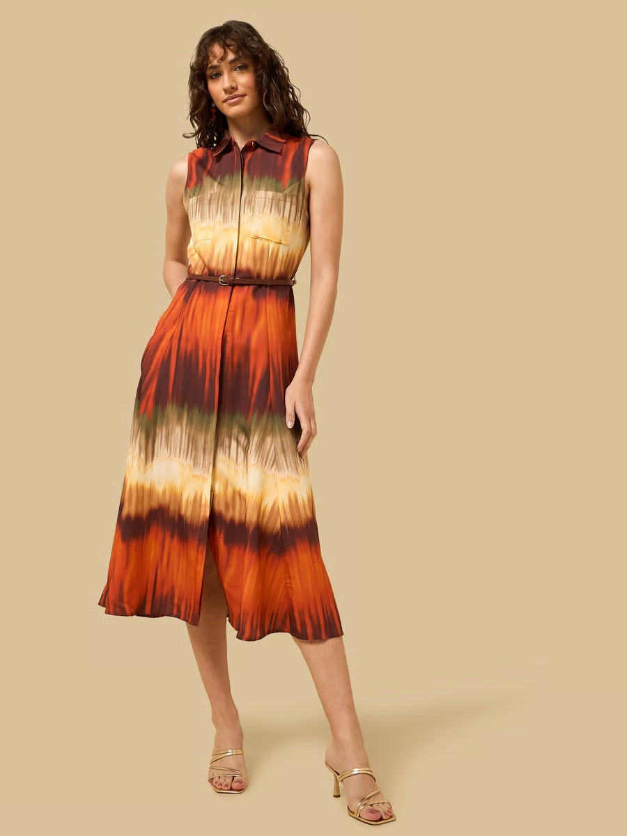 Embroidered Sleeveless Midi Dress