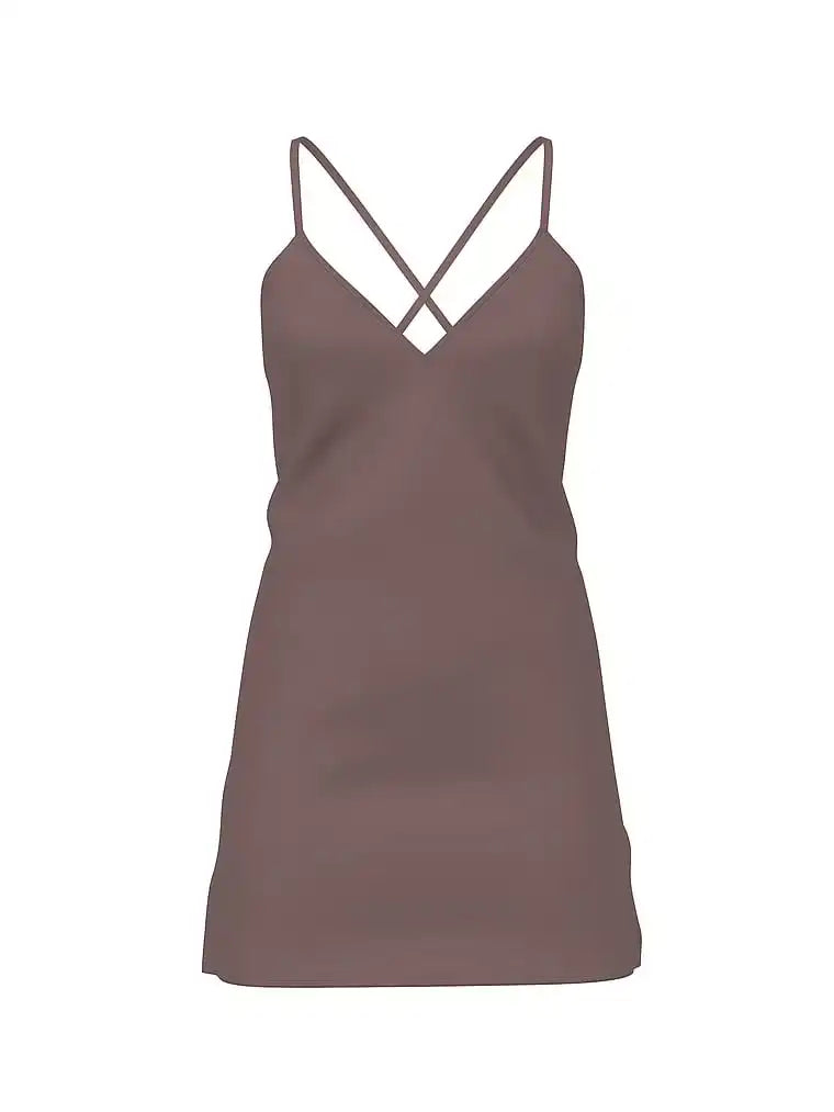 Satin Short Slip Chemise with Cross-Back
