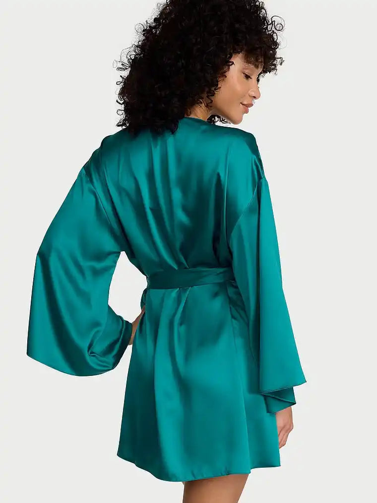Silky Satin Short Kimono Robe