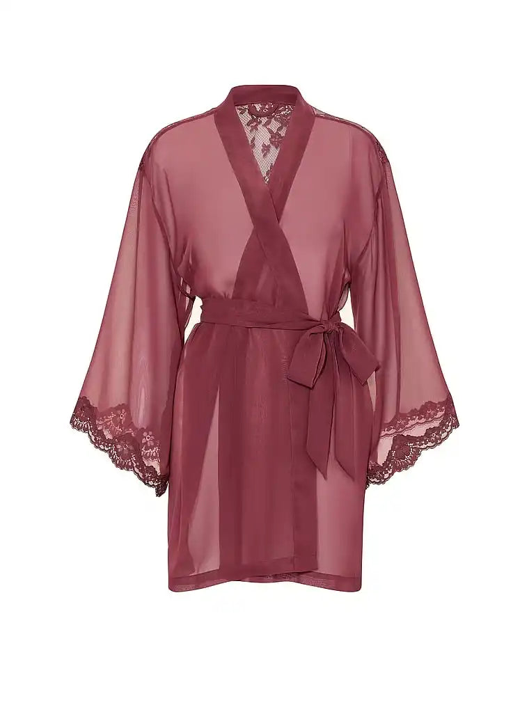 Chiffon & Lace Short Robe