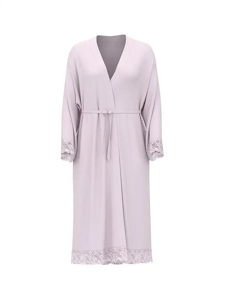 Lace-Trimmed Robe & Chemise Set