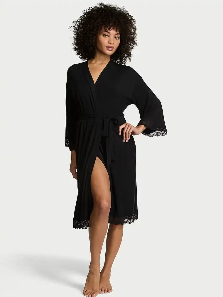 Lace-Trimmed Black Robe