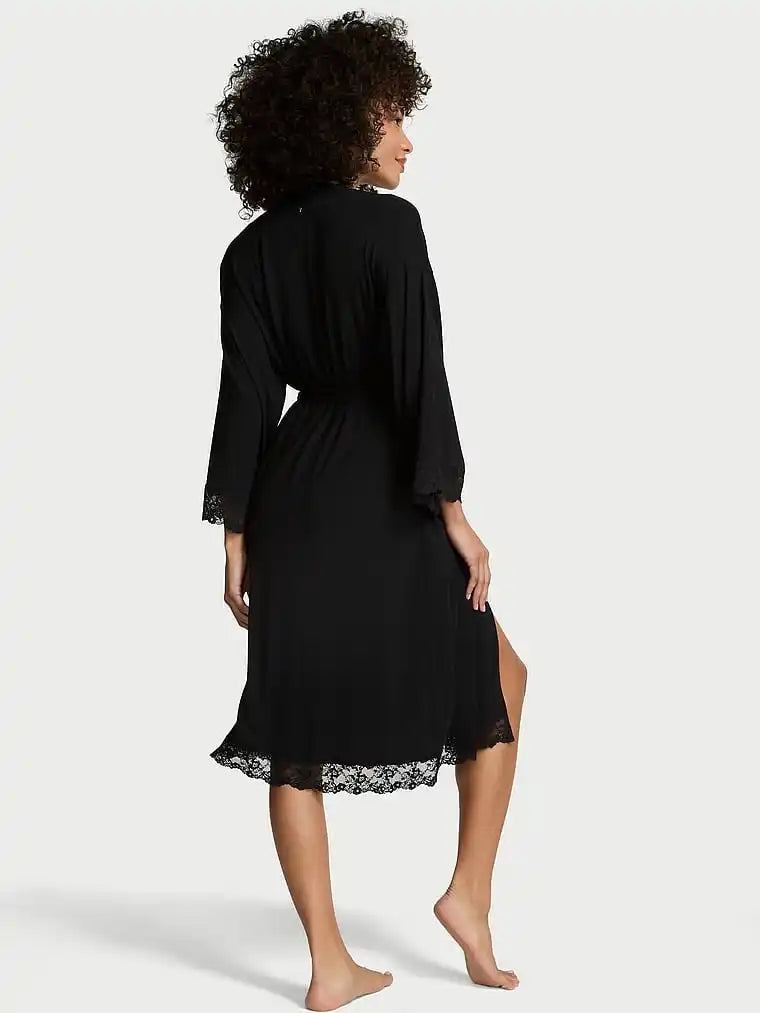 Lace-Trimmed Black Robe