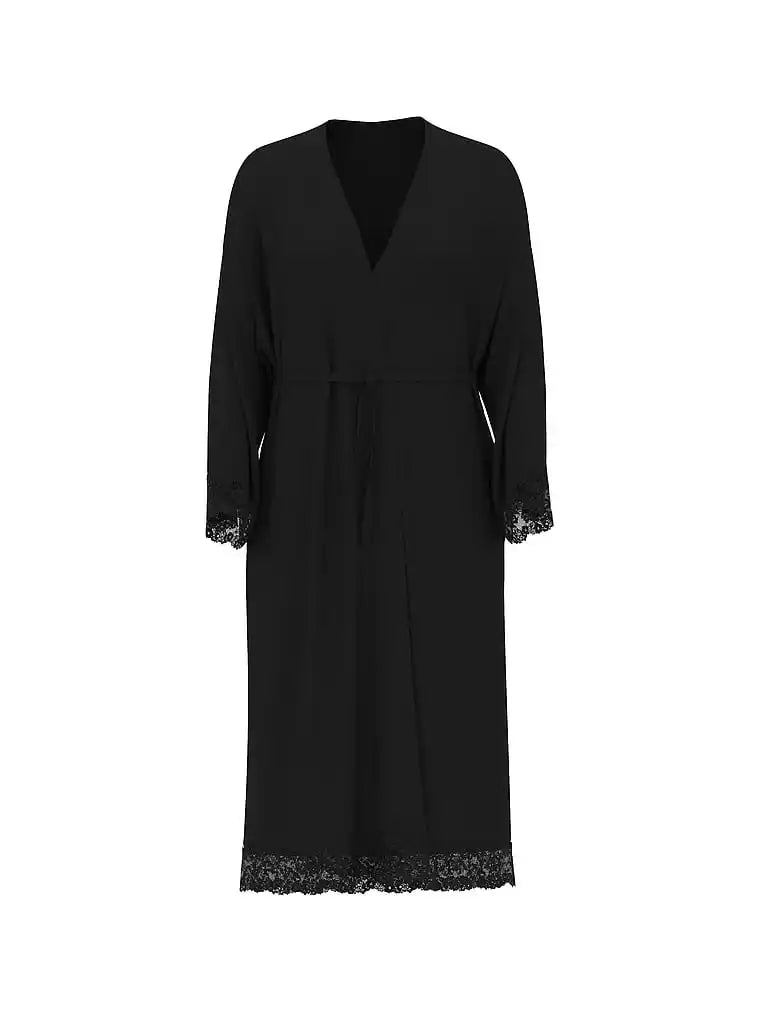 Lace-Trimmed Black Robe
