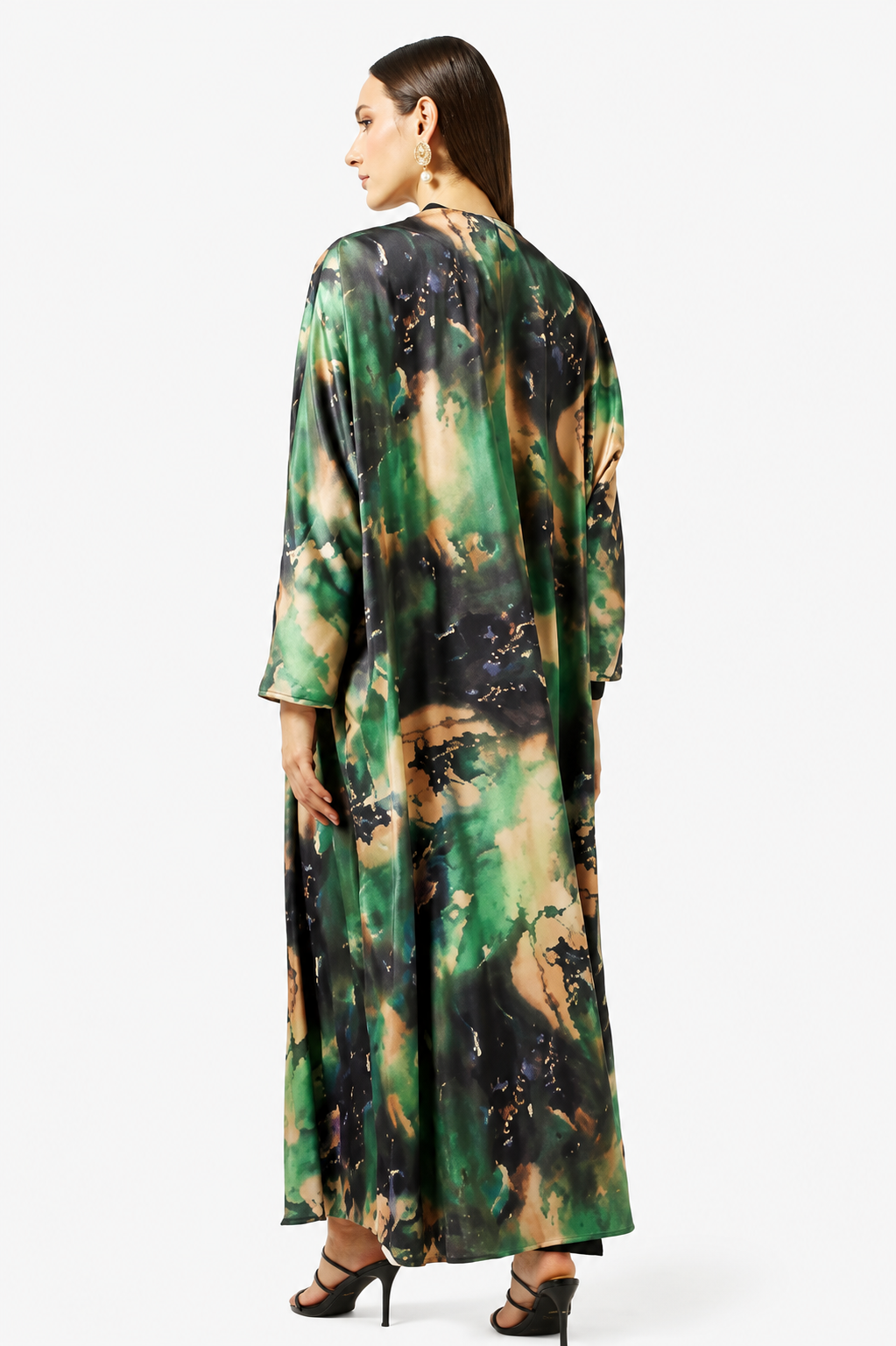 Luxury Flowing Open Abaya with Artistic Print