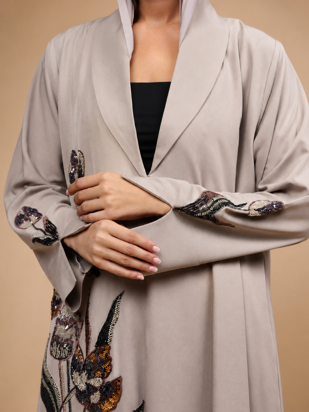 Ethereal Beige Garden Abaya