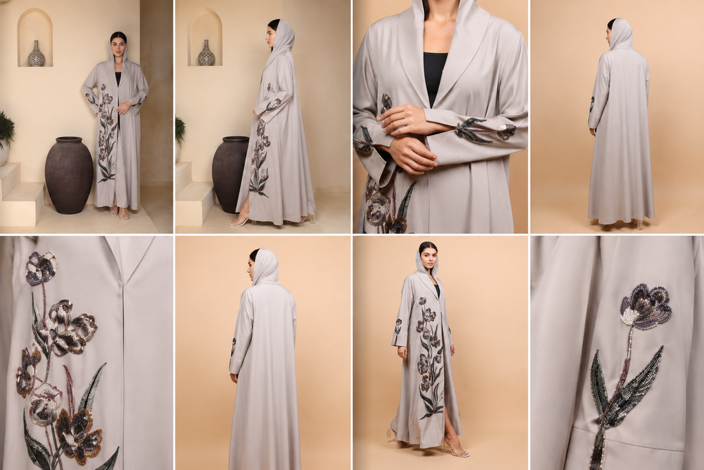 Ethereal Beige Garden Abaya