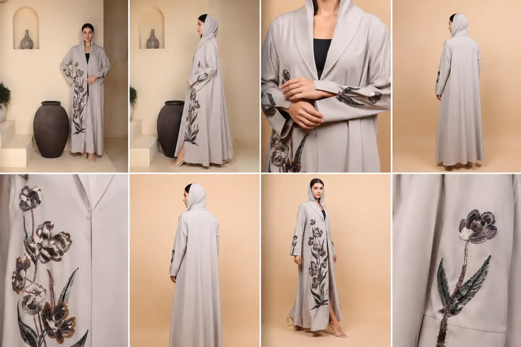 Ethereal Beige Garden Abaya