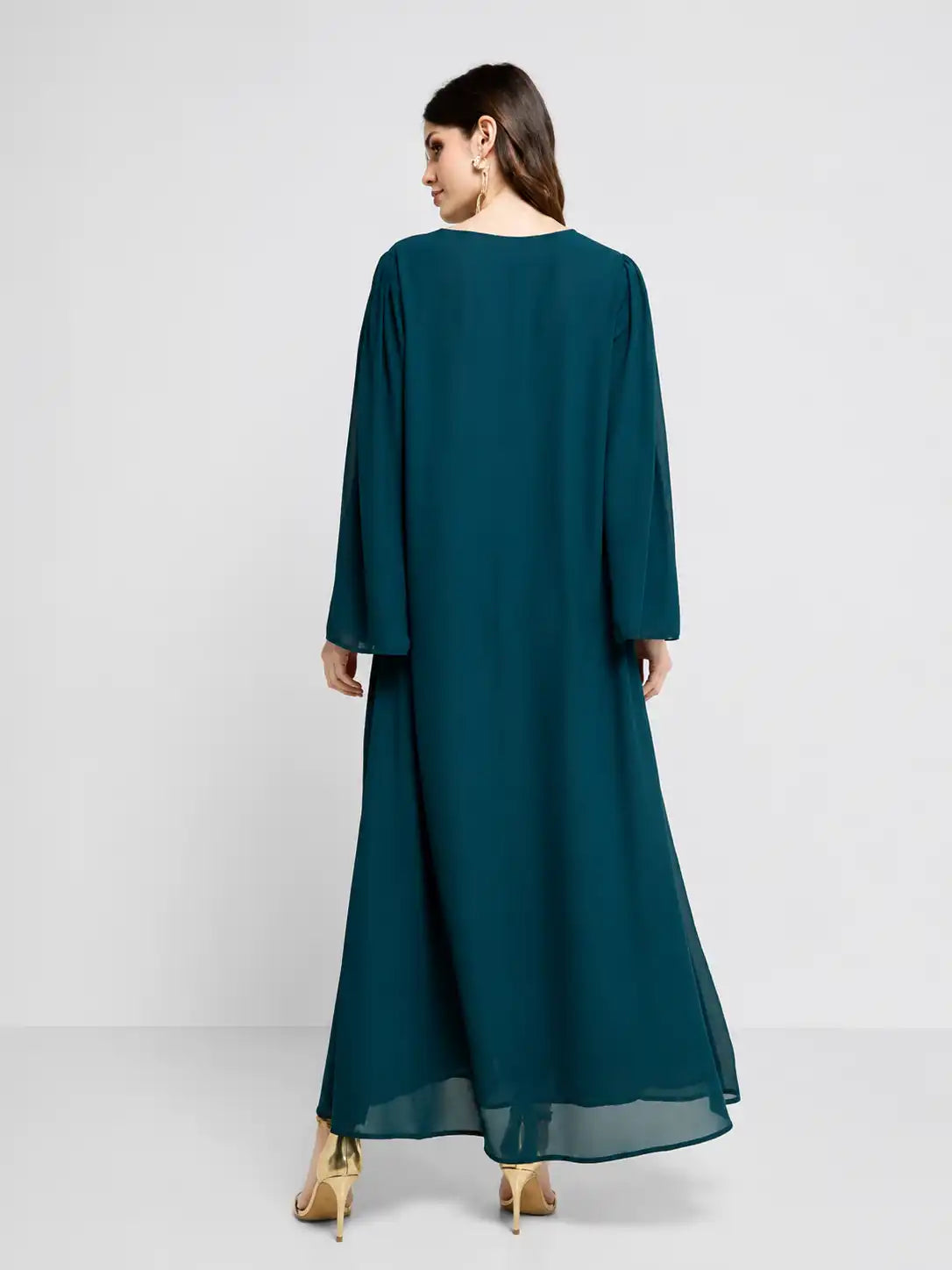 Two Toned Ocean Teal Grace Abaya With Sheila