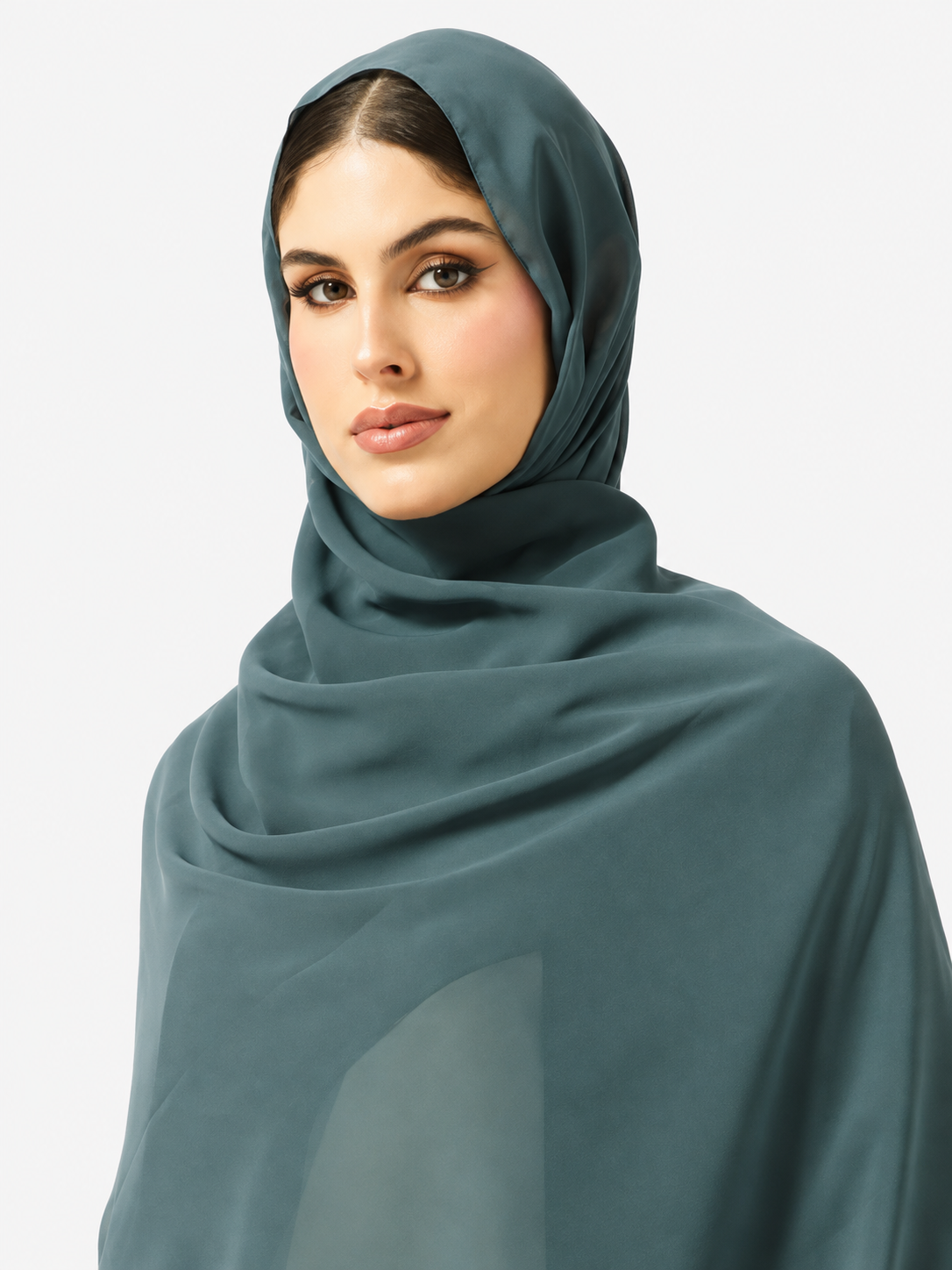 Teal Embroidered Open Abaya
