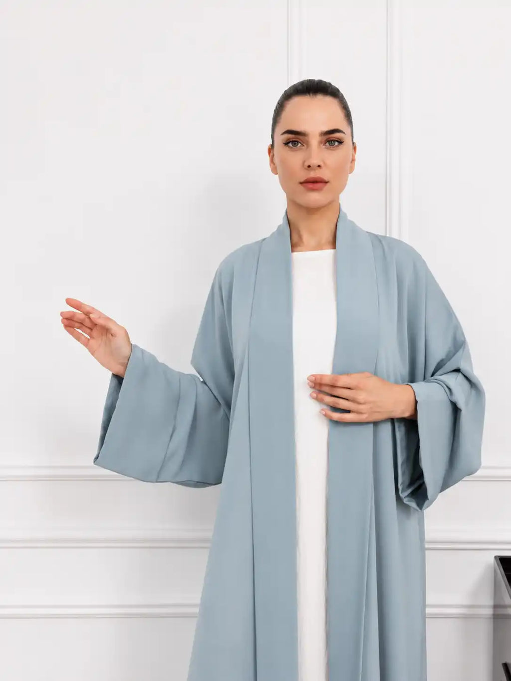 Dusty Blue Open Abaya