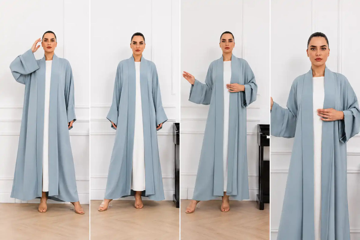 Dusty Blue Open Abaya