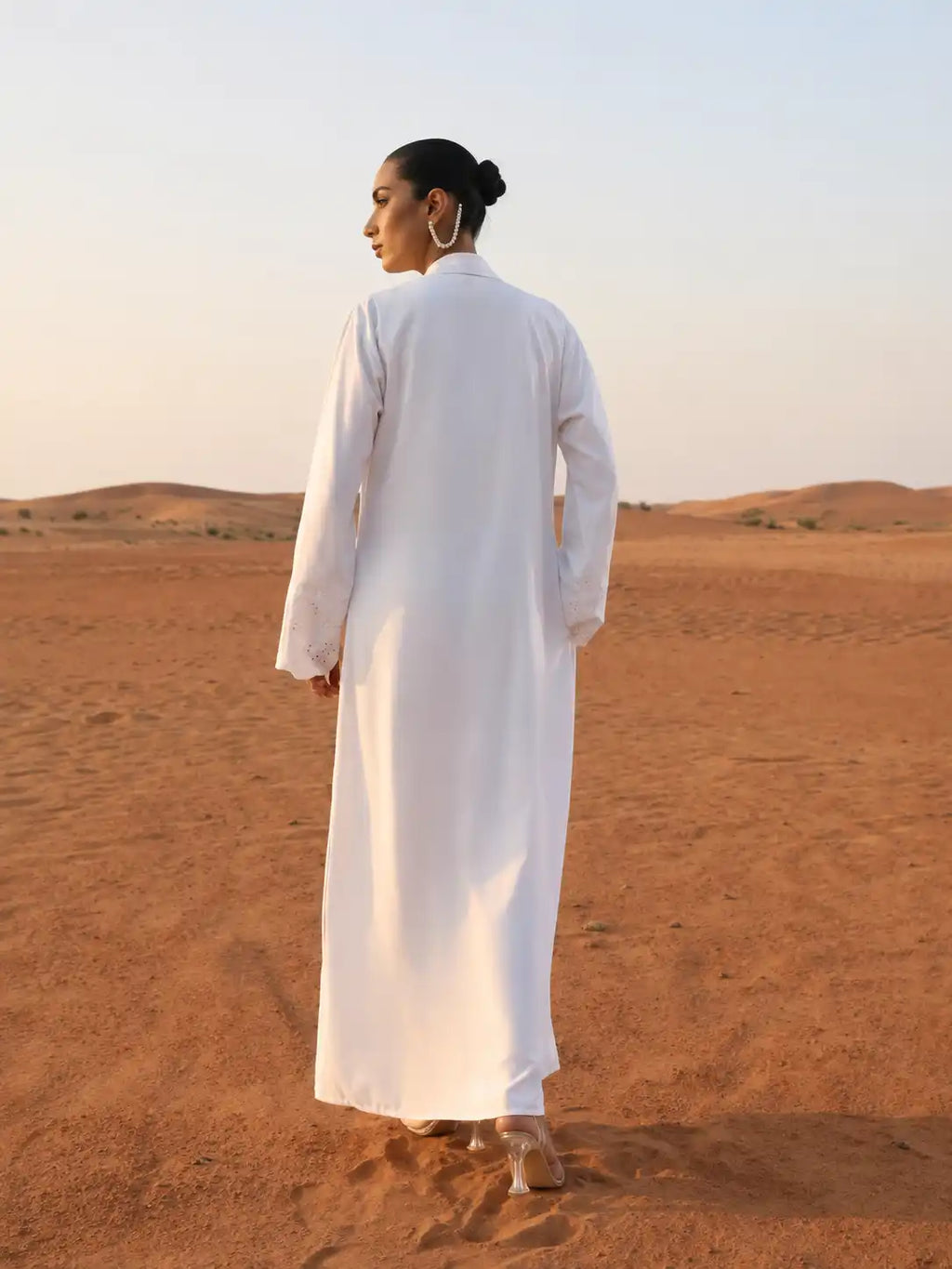 Women's White Embroidered Abaya