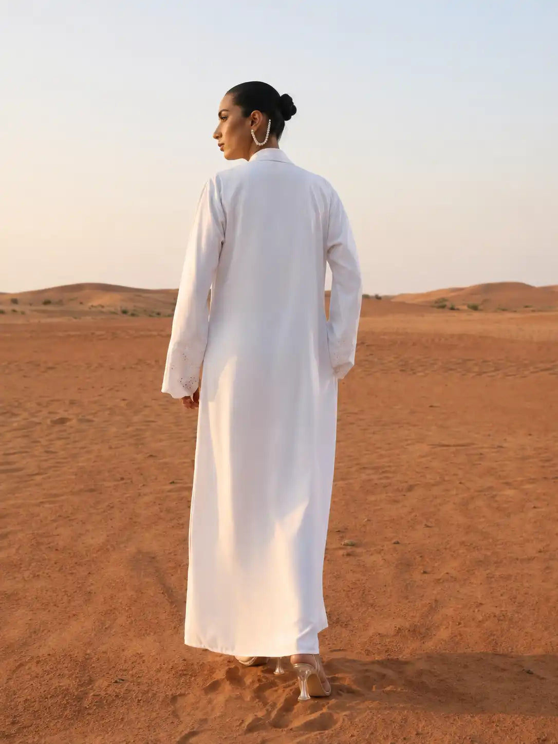 Women's White Embroidered Abaya