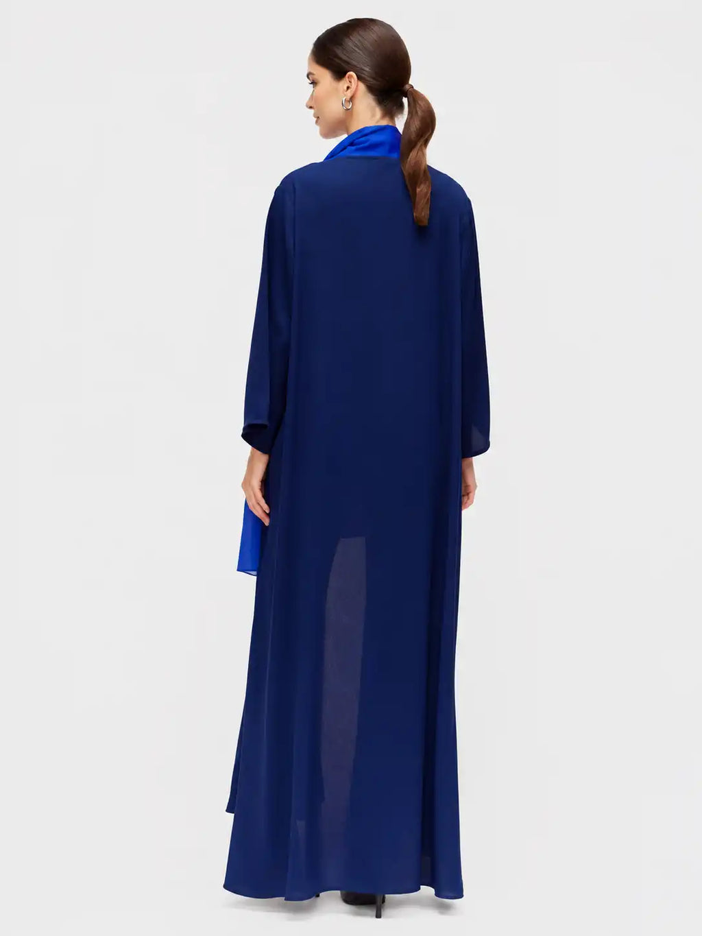 Royal Blue Layered Open Abaya Set
