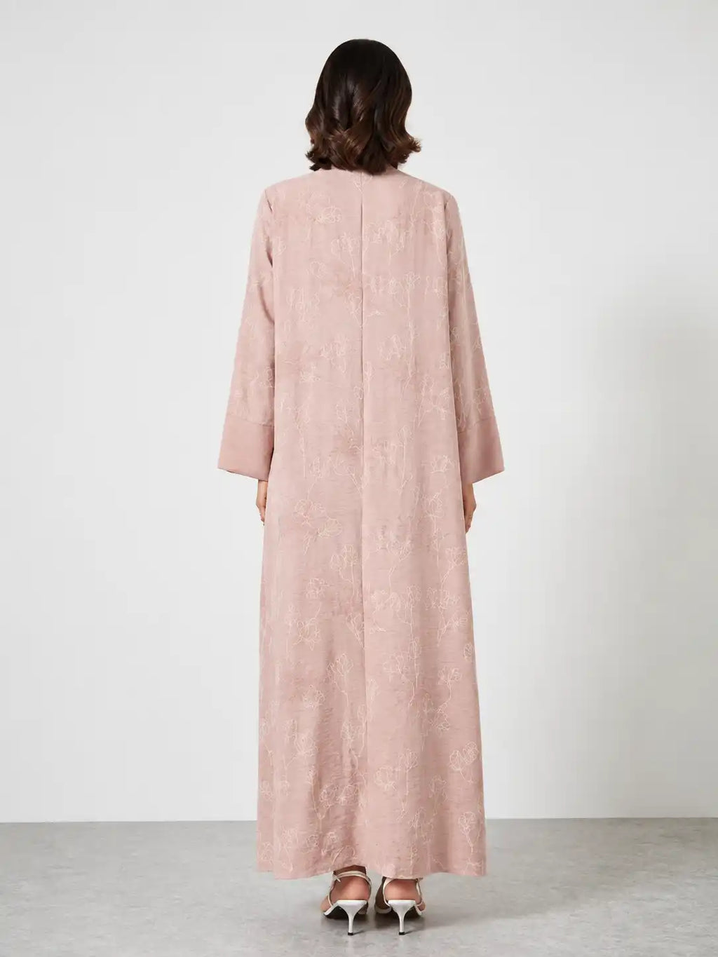 Blush Pink Floral Open Abaya