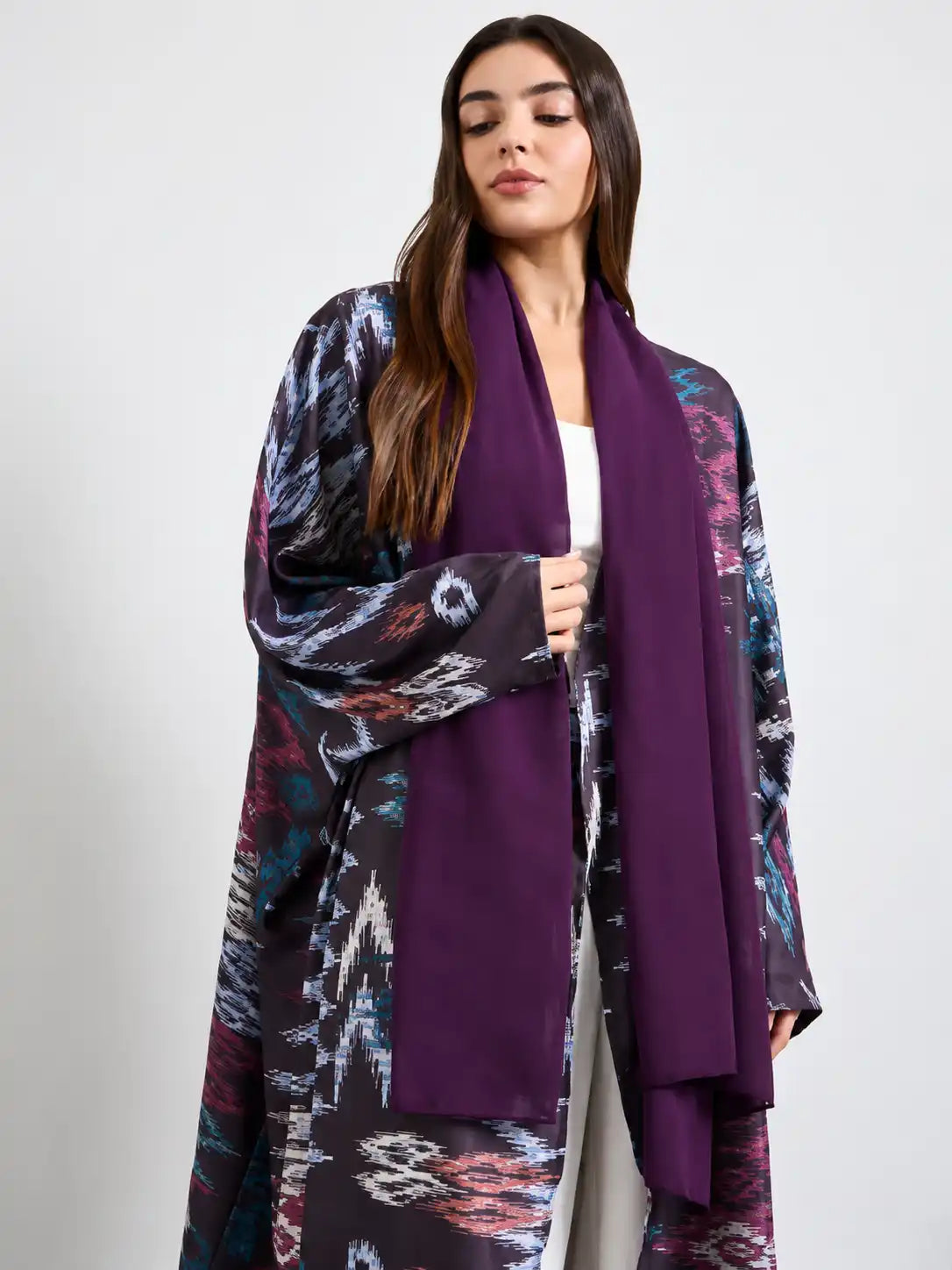 Purple Ikat Open Abaya