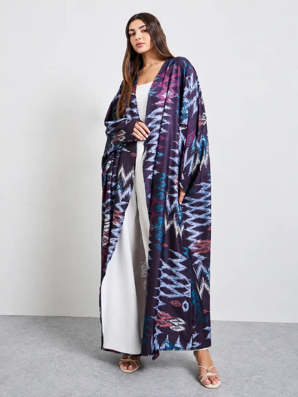 Purple Ikat Open Abaya