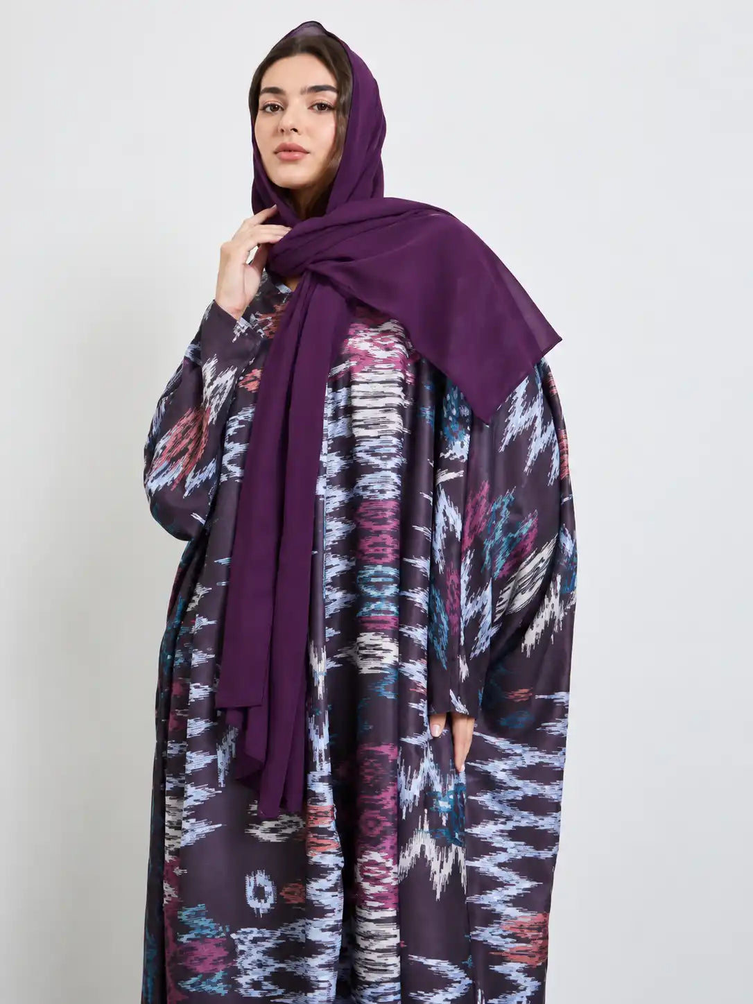 Purple Ikat Open Abaya