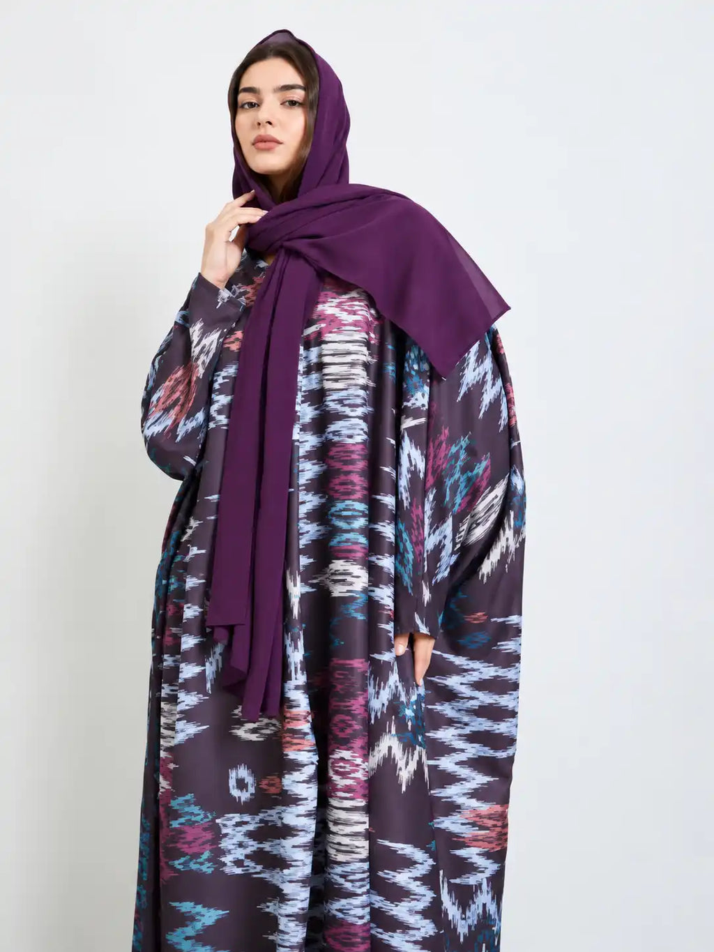 Purple Ikat Open Abaya