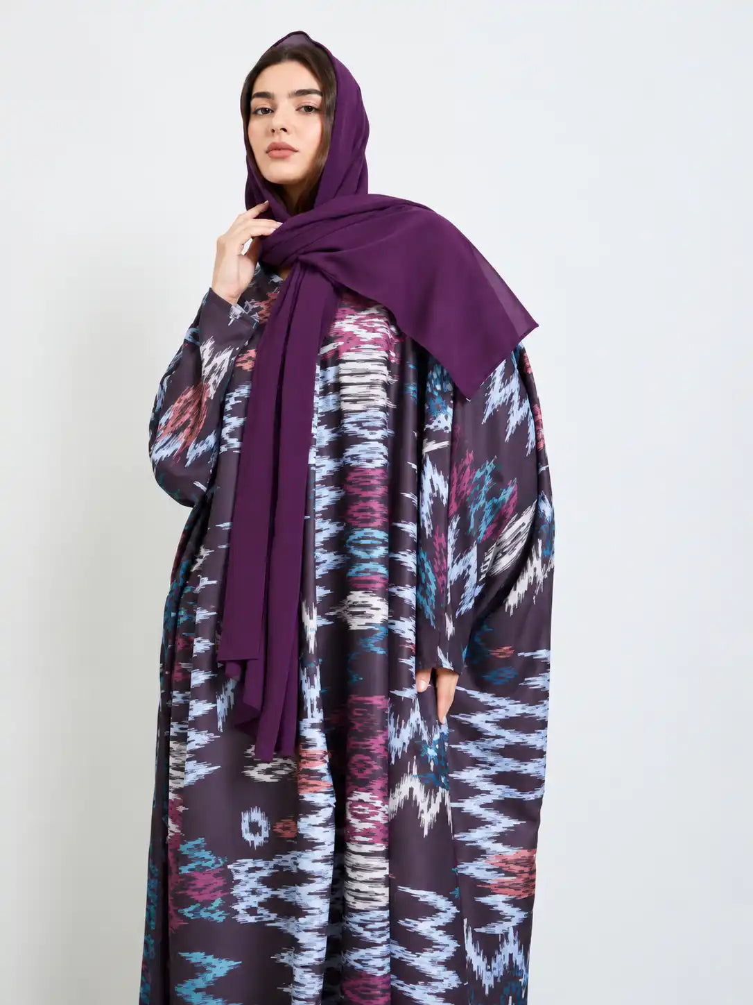 Purple Ikat Open Abaya