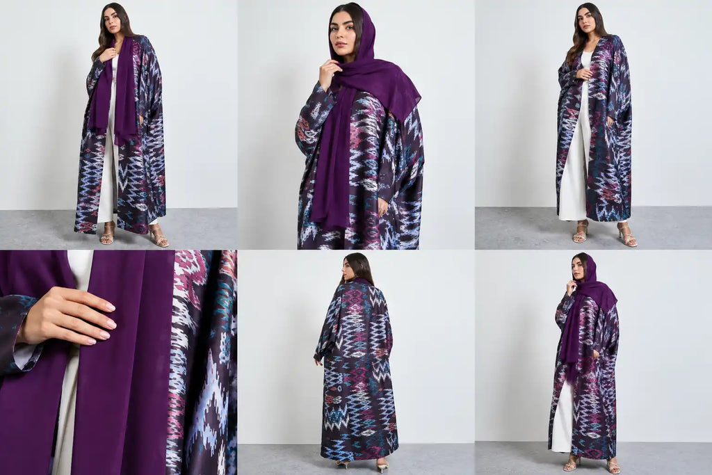Purple Ikat Open Abaya