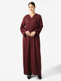 Burgundy Embroidered Abaya