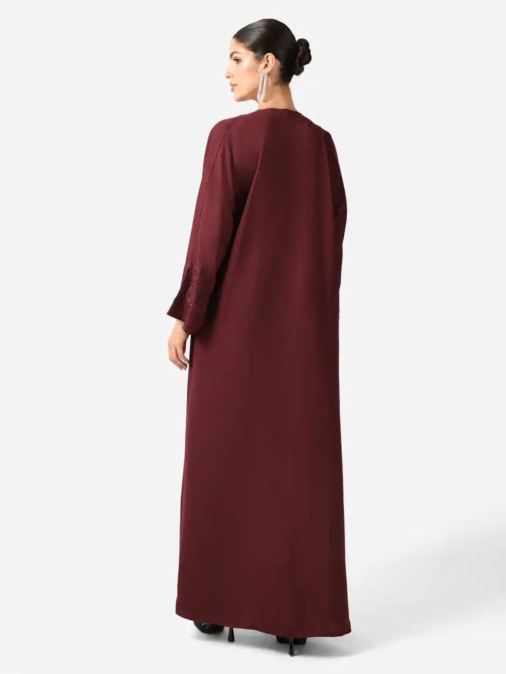 Burgundy Embroidered Abaya