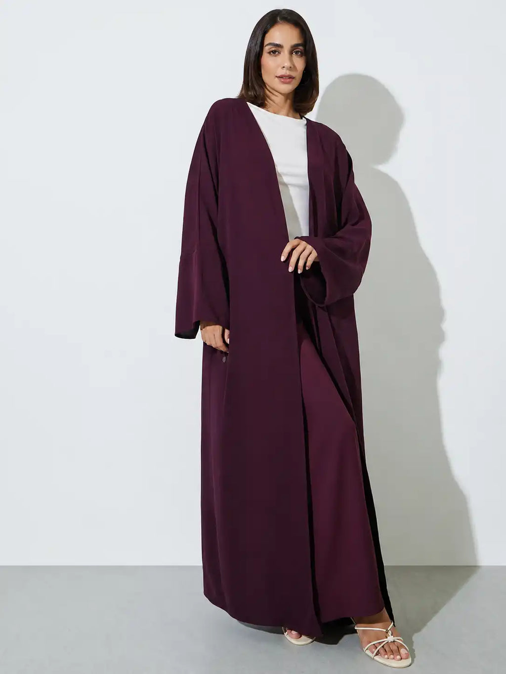 Plum Open Abaya