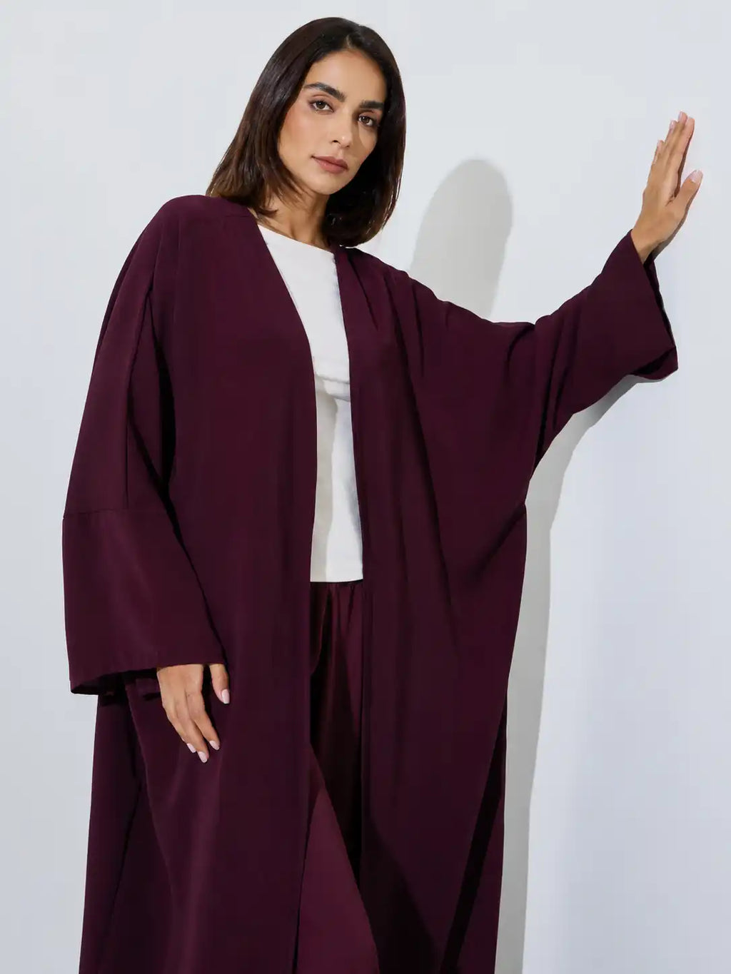 Plum Open Abaya