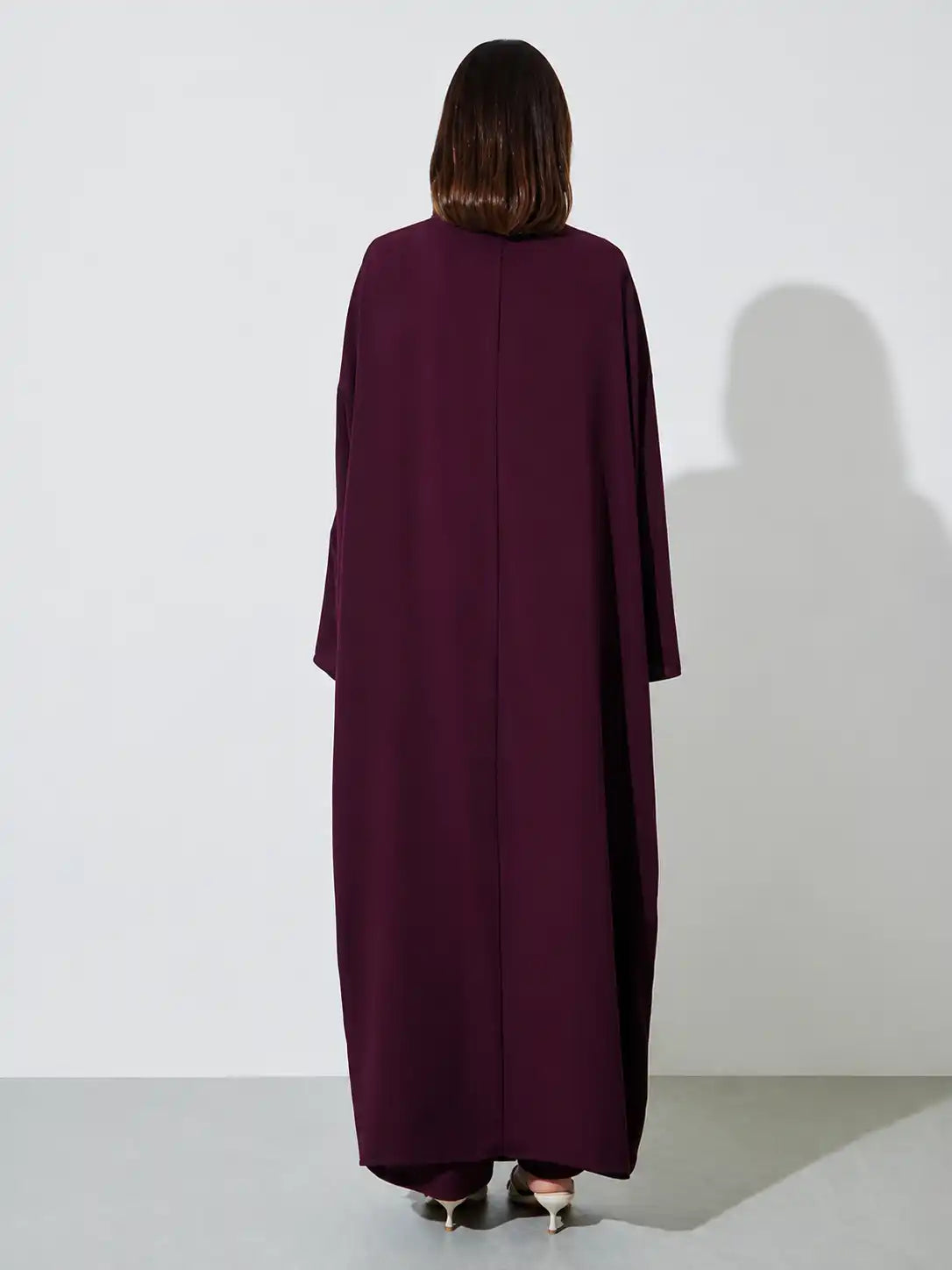 Plum Open Abaya