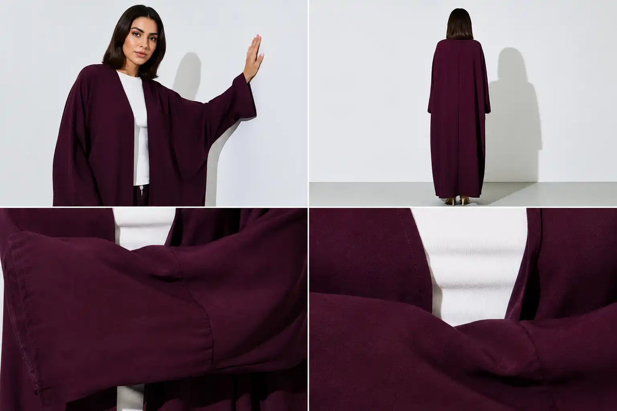 Plum Open Abaya