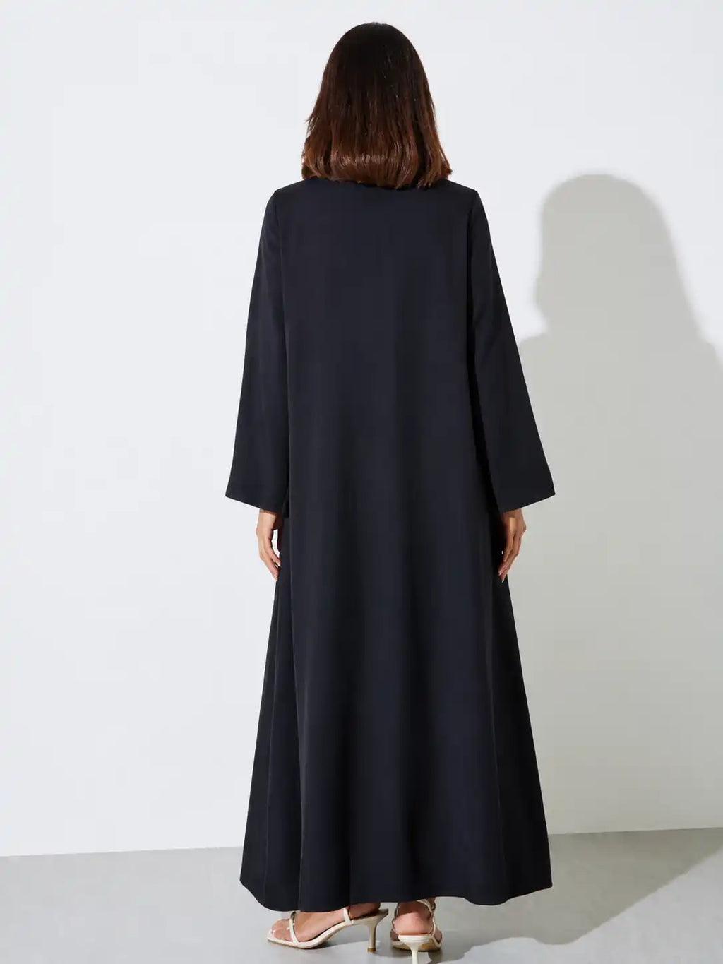 Embroidered Black Open Abaya